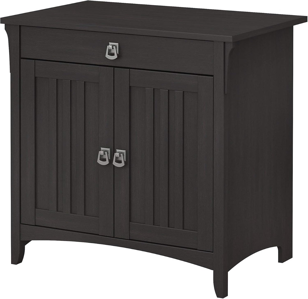 Gray Secretary Desk with Keyboard Tray and Storage Cabinet D5643