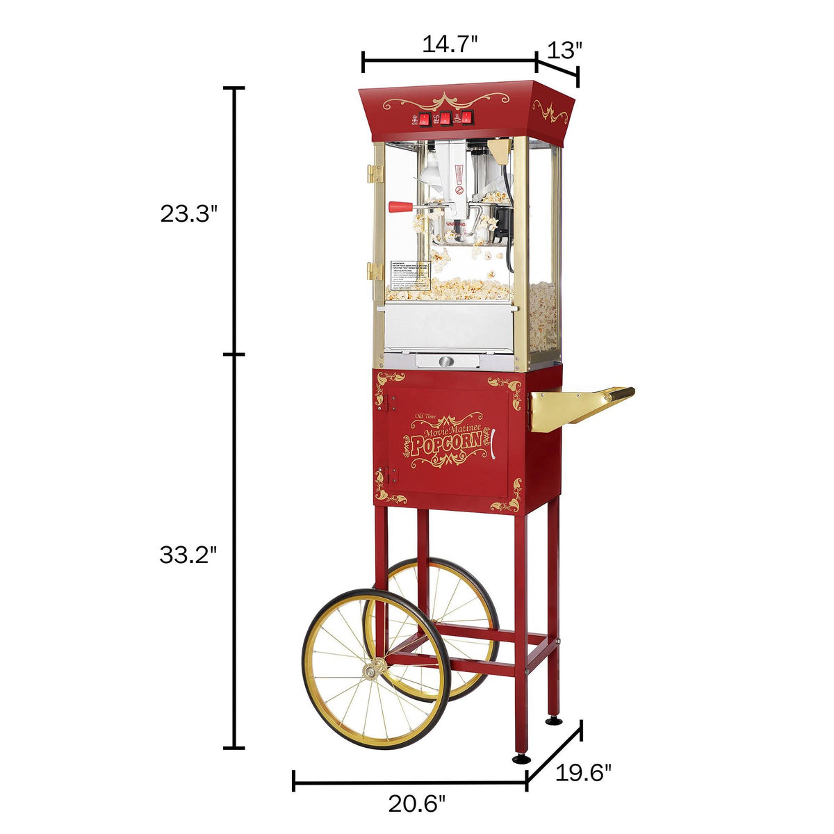 Red 1-Cup Oil Popcorn Maker Cart J4018