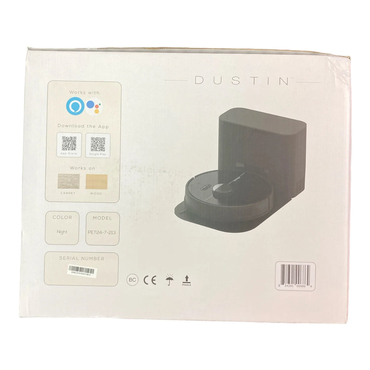 Black Self-Emptying Robot Vacuum and Mop R110602