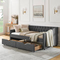 Black Queen Size Upholstered Daybed with 2 Storage Drawers L713