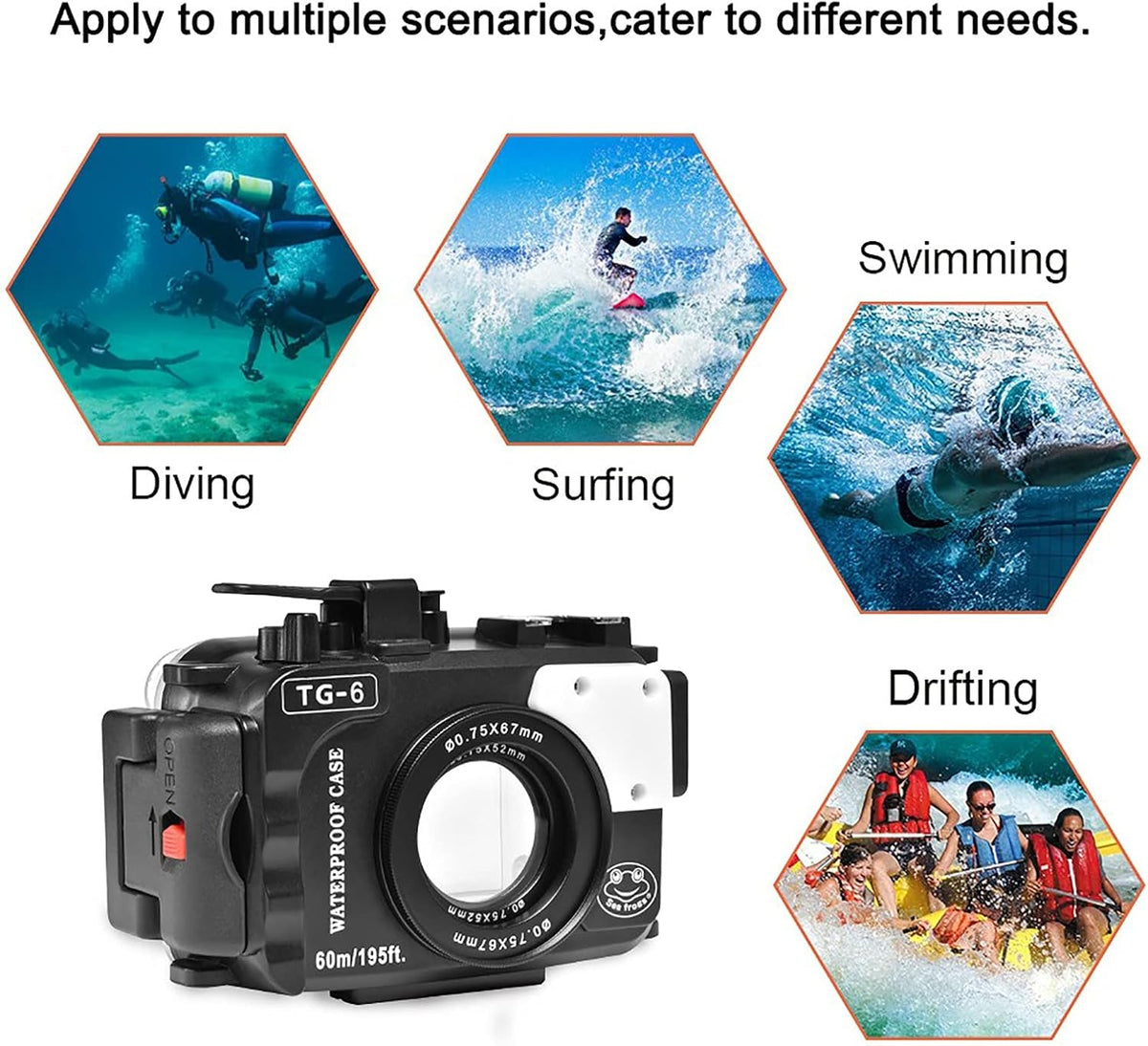 60m Underwater Camera Housing Diving Case B411585