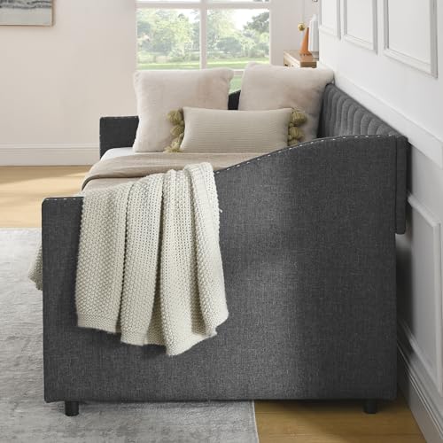 Black Queen Size Upholstered Daybed with 2 Storage Drawers L713