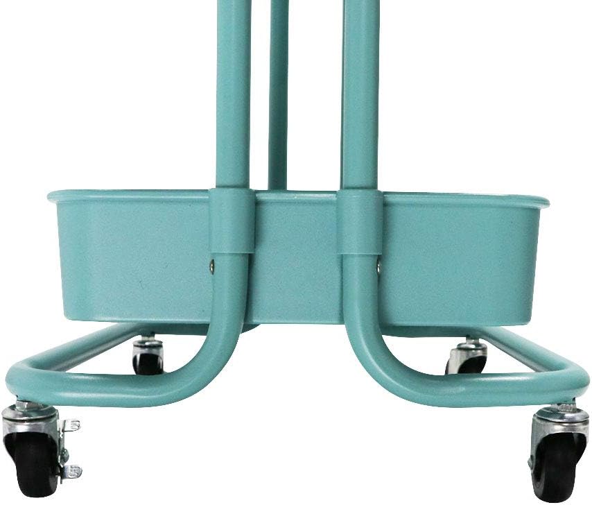 Blue 4-Tier Plastic Rolling Cart with Slim Shelves A22674