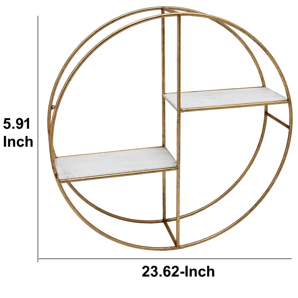 Round Metal Frame Wall Shelf with 2 Display Cases I80230