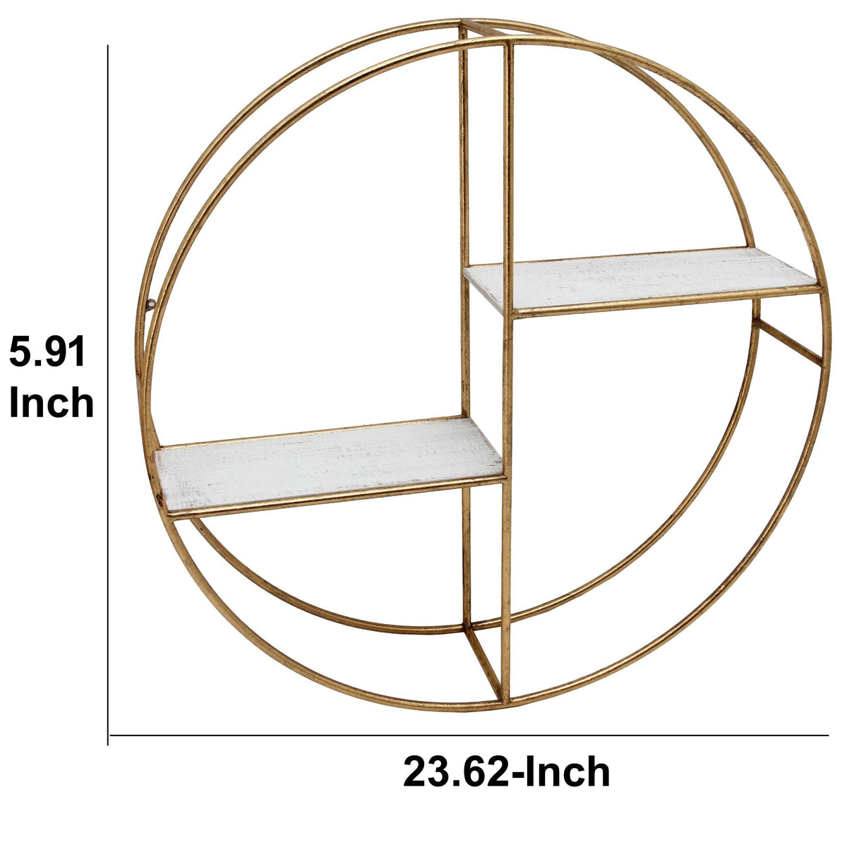 Round Metal Frame Wall Shelf with 2 Display Cases I80230