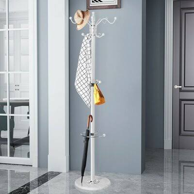 White 15-Hook Freestanding Coat Rack B865