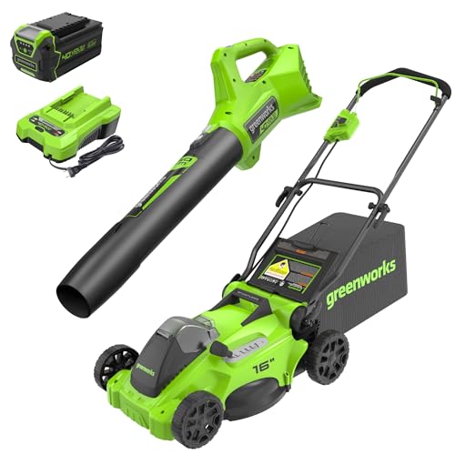 40V 16" Brushless Cordless Push Lawn Mower with 4.0Ah Battery and Charger R302303