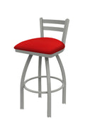 Swivel Bar Stool with Anodized Nickel Finish and Red Seat Z6729