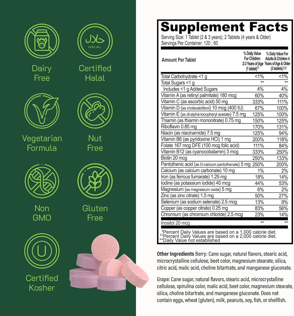Kids Chewable Multivitamin with Iron, 120 Tablets E59948
