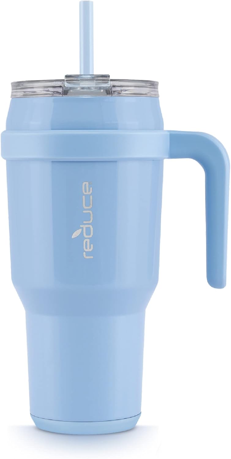 40 oz Vacuum Insulated Stainless Steel Tumbler with Handle and Straw T80845