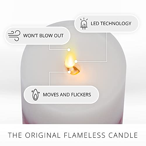 Flameless LED Candle Orange Leaf Embedded Real Wax Moving Flame Pillar Unscented with Recessed Edge (3.5 x 4.5 inch) B266