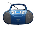 Portable MP3 CD Cassette Boombox with AM/FM Stereo and AUX Input Metallic Blue Z682681