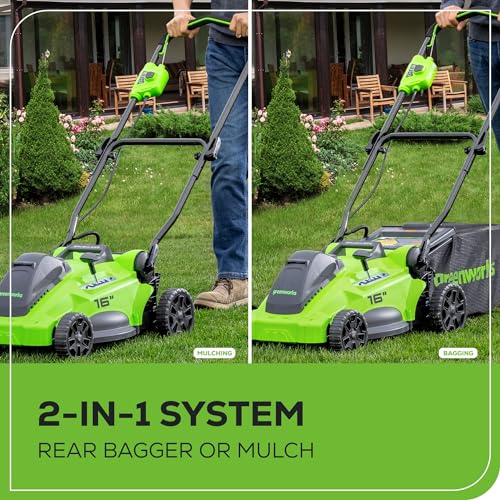 40V 16" Brushless Cordless Push Lawn Mower with 4.0Ah Battery and Charger R302303