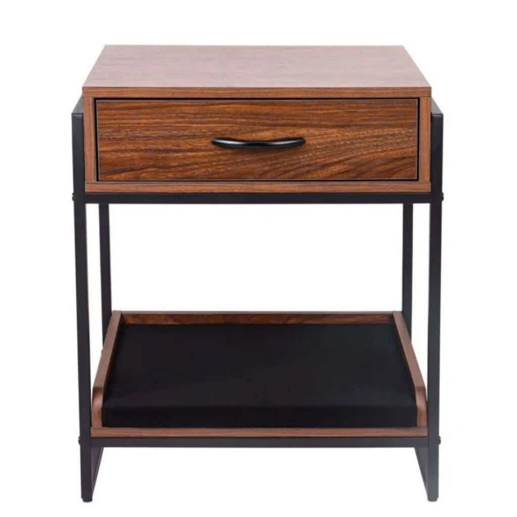Brown End Table with Storage Drawer and Cat Resting Seat G506721
