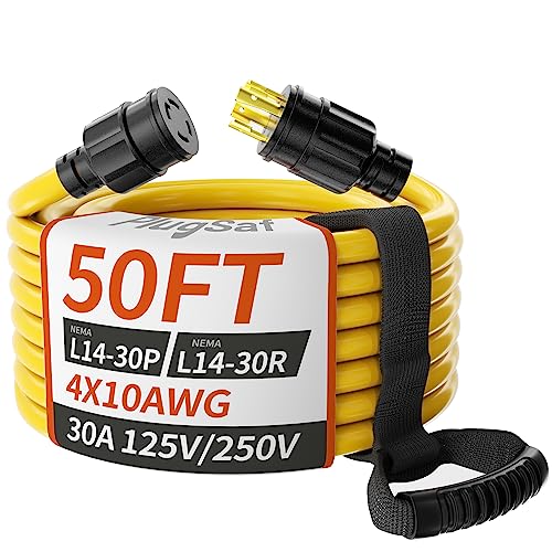 40FT 30 Amp Generator Extension Cord 4 Prong 10 Gauge STW 125/250V Twist Lock Yellow D715661