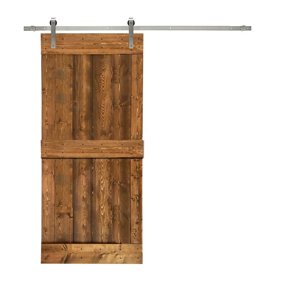 Solid Colonial Maple Stained Pine Wood Interior Sliding Barn Door with Hardware Kit J752616