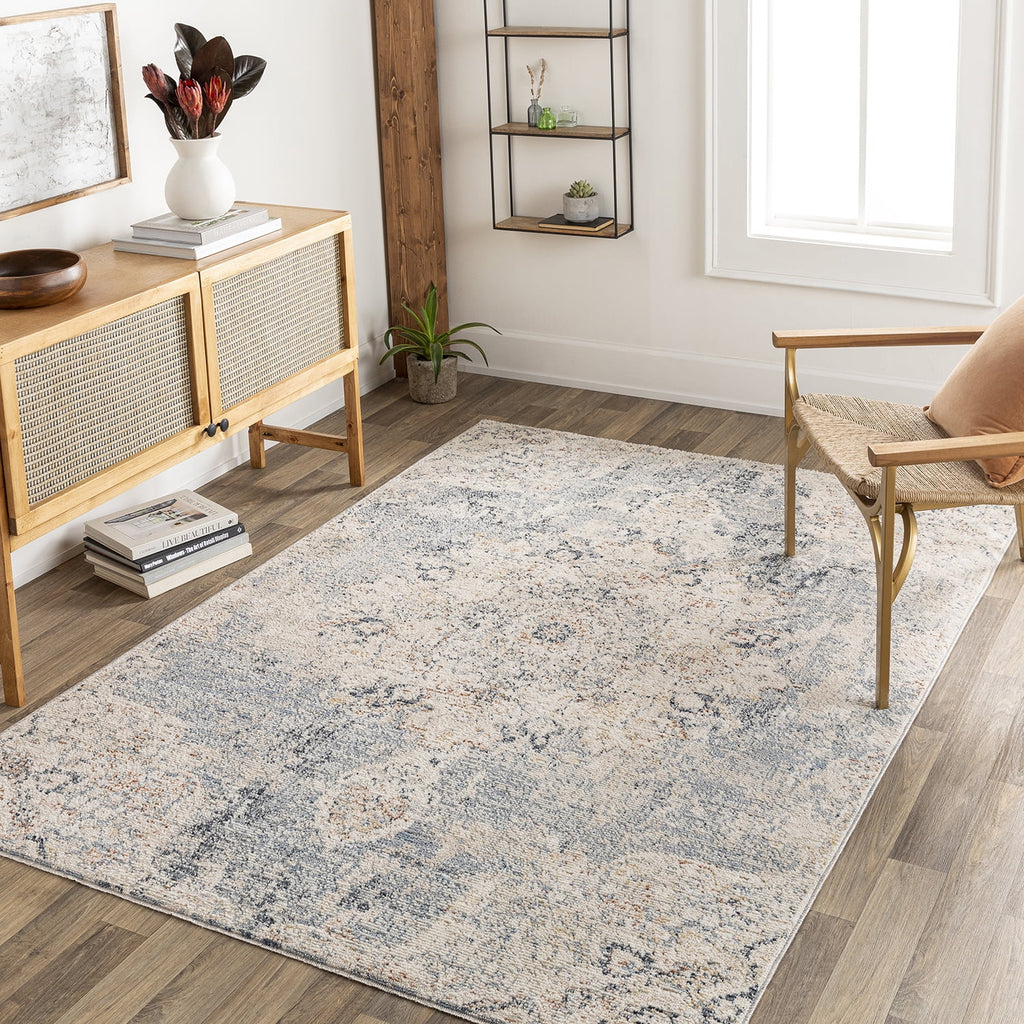 Ivory Abstract Fringe Area Rug C67330