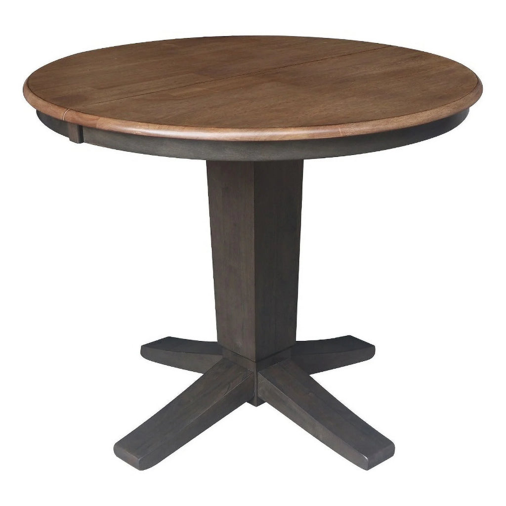 36" Solid Wood Round Top Pedestal Dining Table with 12" Leaf J95180