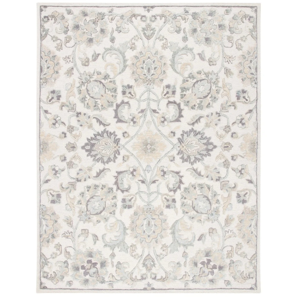 Ivory/Grey Floral Wool Area Rug D864