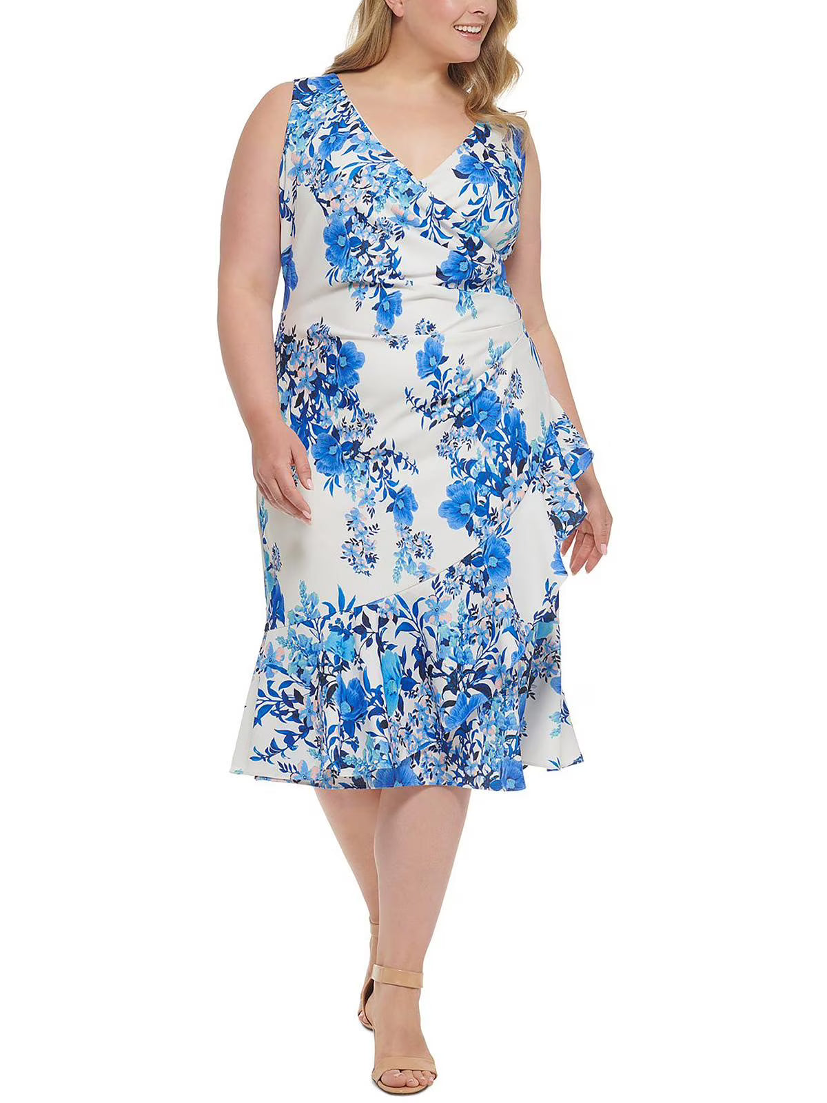 Plus Knit Floral Midi Dress O82005