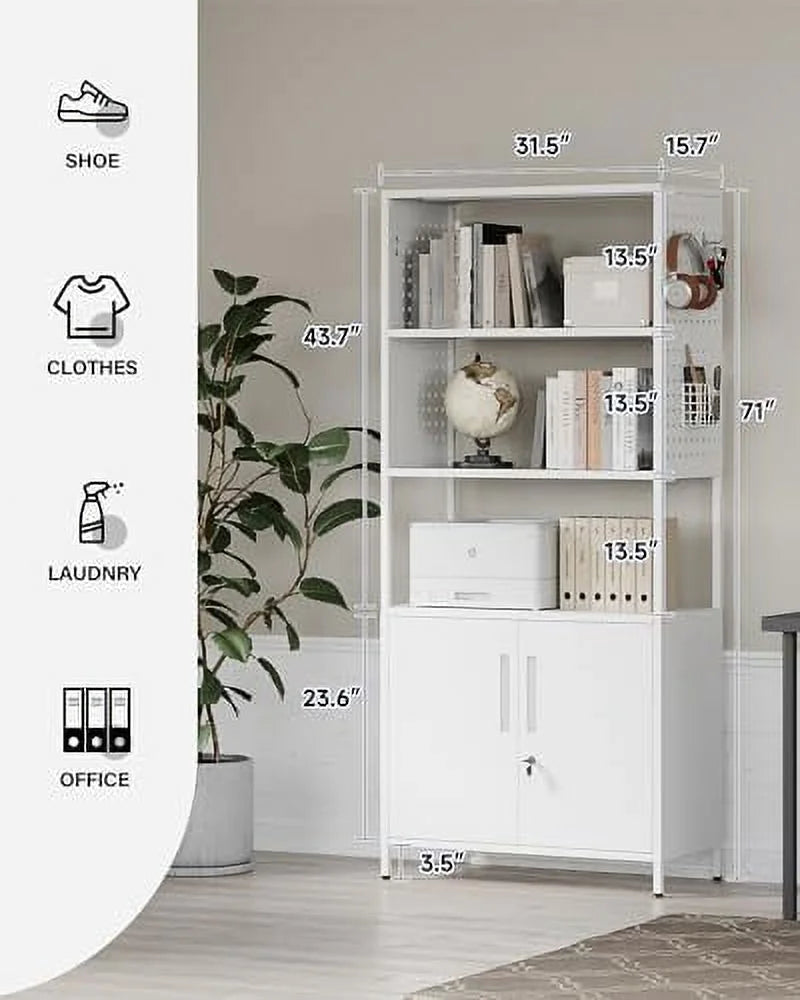 5-Tier Metal Bookshelf with Doors Y81327