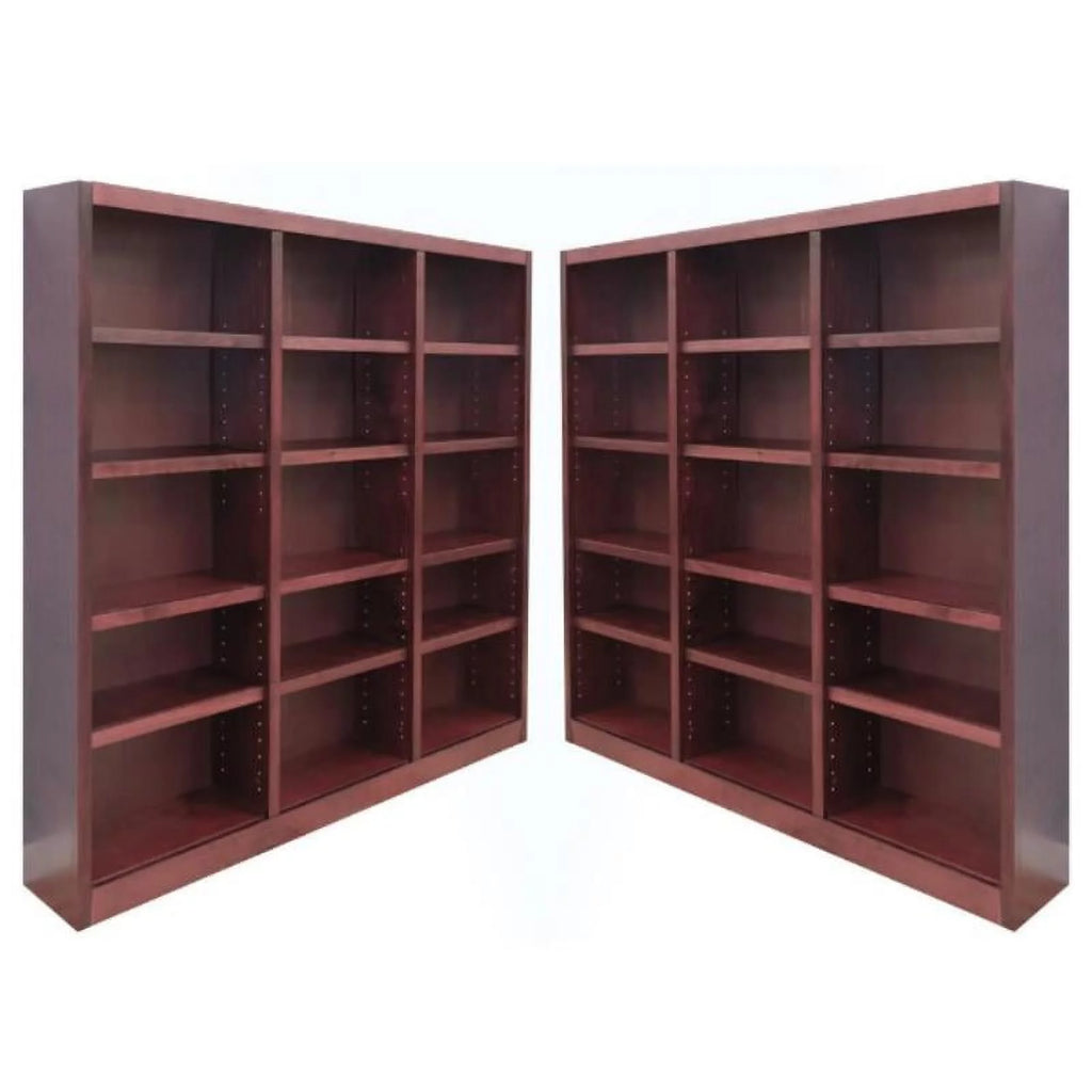 72" Tall 15-Shelf Triple Wide Wood Bookcase Set of 2 Q602