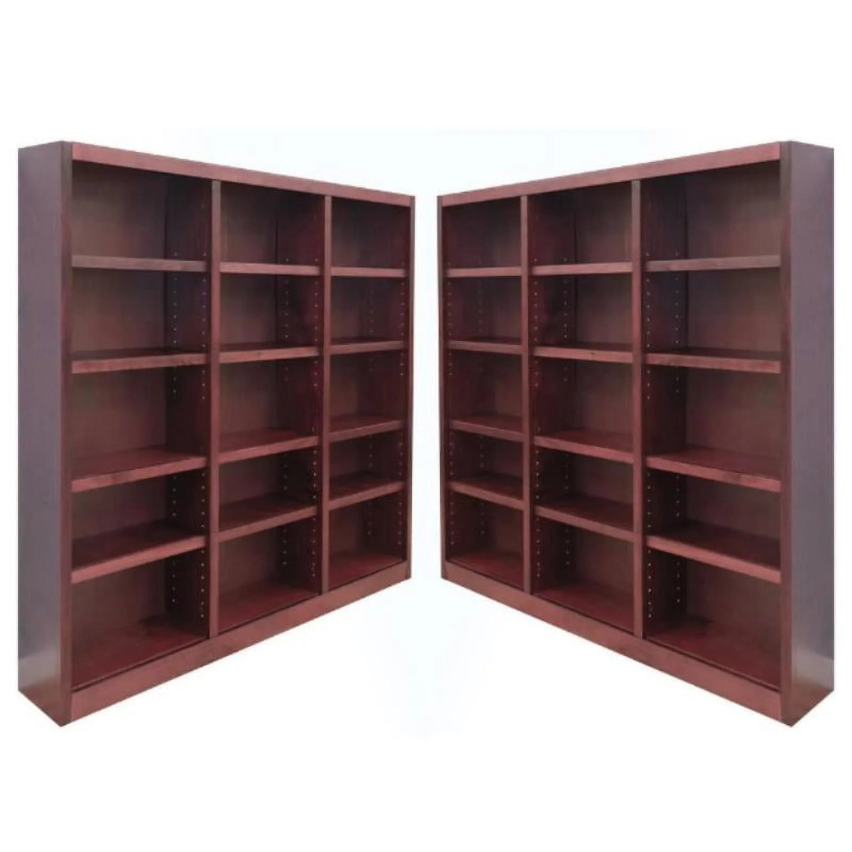 72" Tall 15-Shelf Triple Wide Wood Bookcase Set of 2 Q602