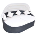Outdoor Bed with Canopy Poly Rattan Black E6959