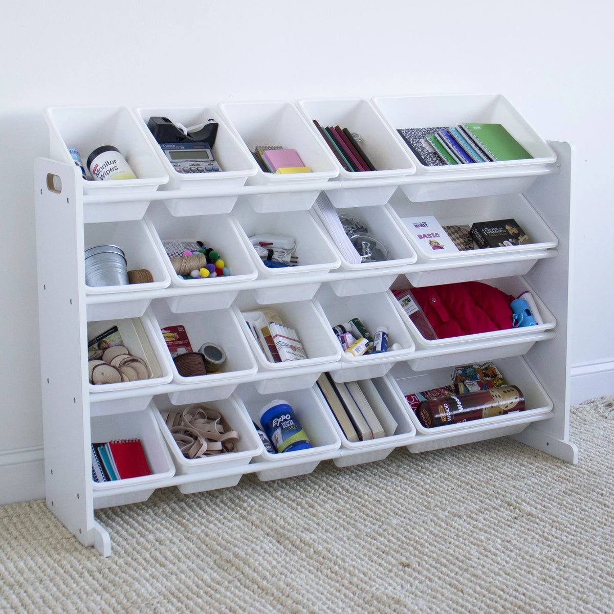 Extra Large Toy Storage Organizer with 20 Storage Bins, White Y83095