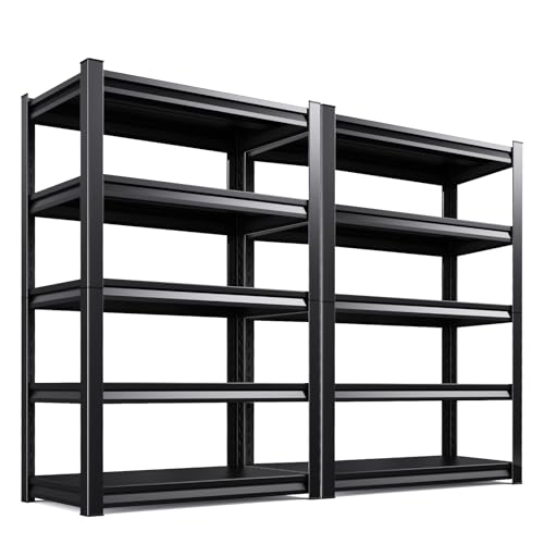 72”H Black 5 Tier Adjustable Metal Shelving Unit 2500LBS W8008