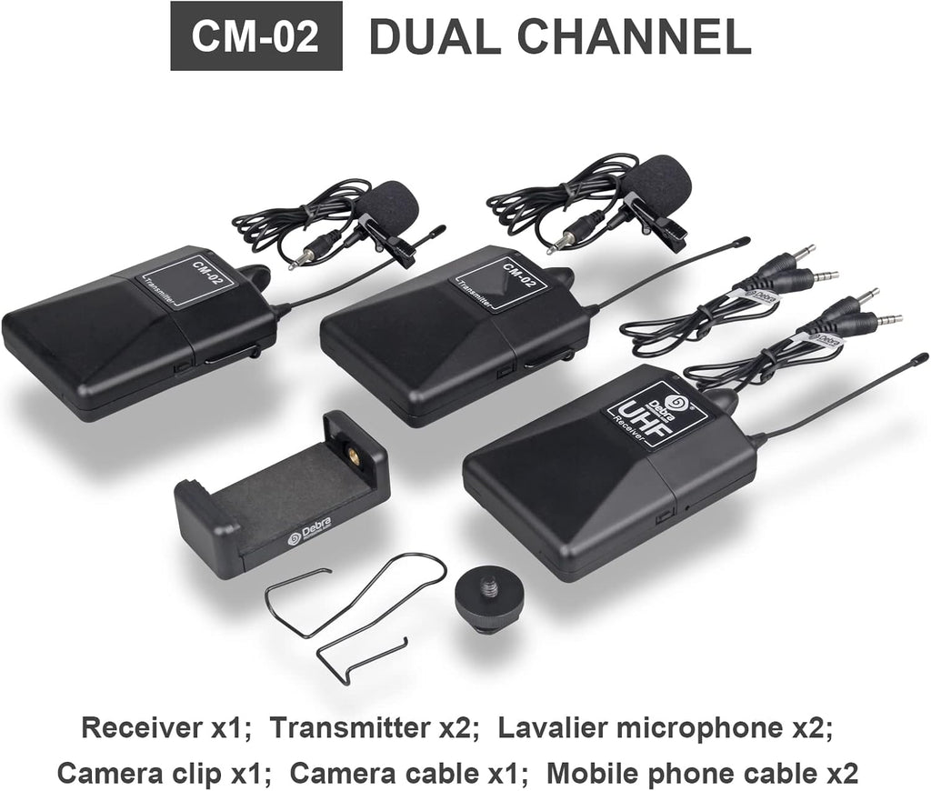 UHF Wireless Lavalier Microphone with 30 Selectable Channels, Dual Mics, Pack of 2 V927