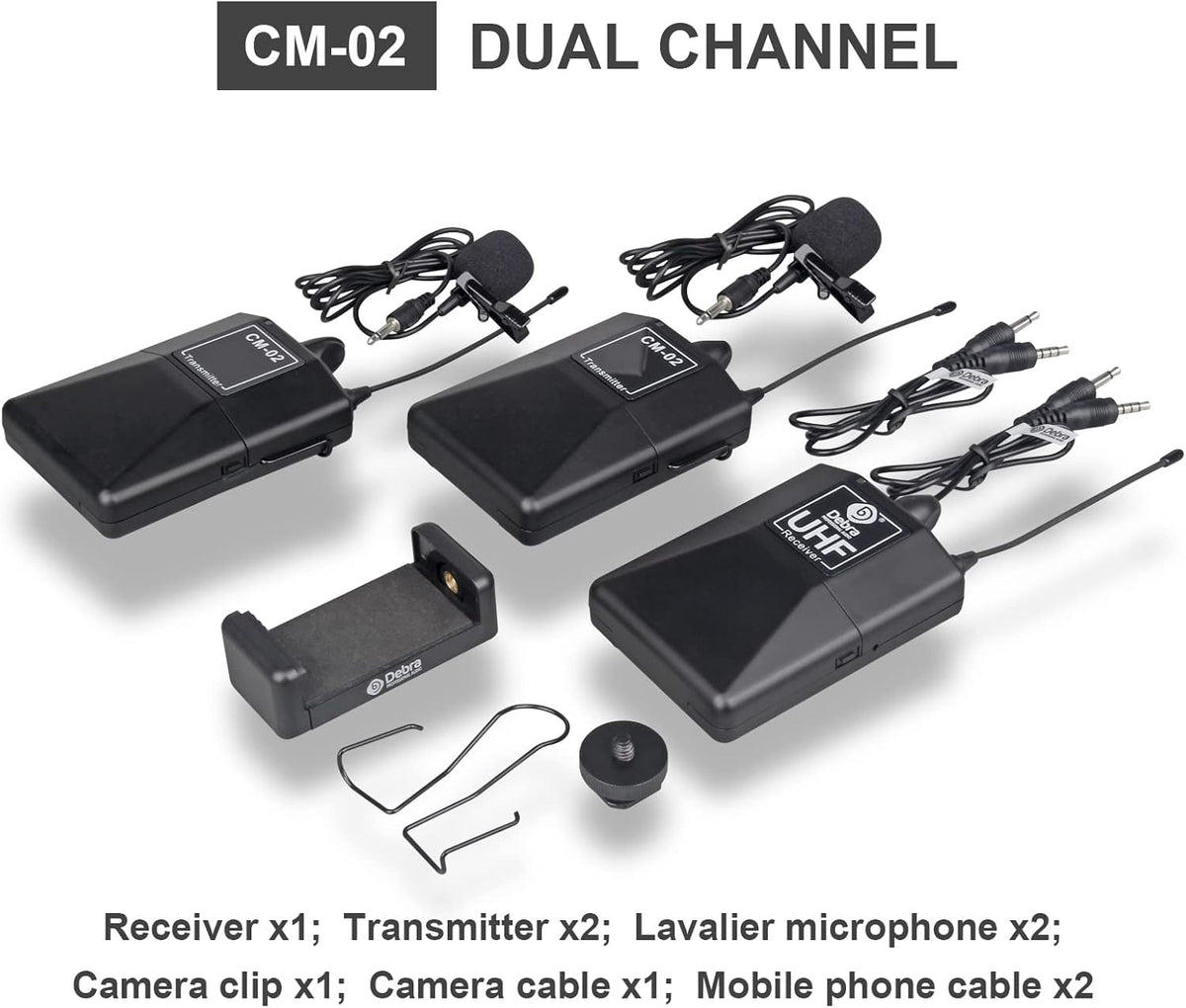 UHF Wireless Lavalier Microphone with 30 Selectable Channels, Dual Mics, Pack of 2 V927