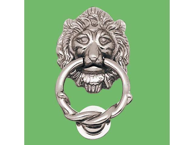 3 Door Knocker Lion Chrome Cast Brass 6 1/4 H x 3 5/8 W I556