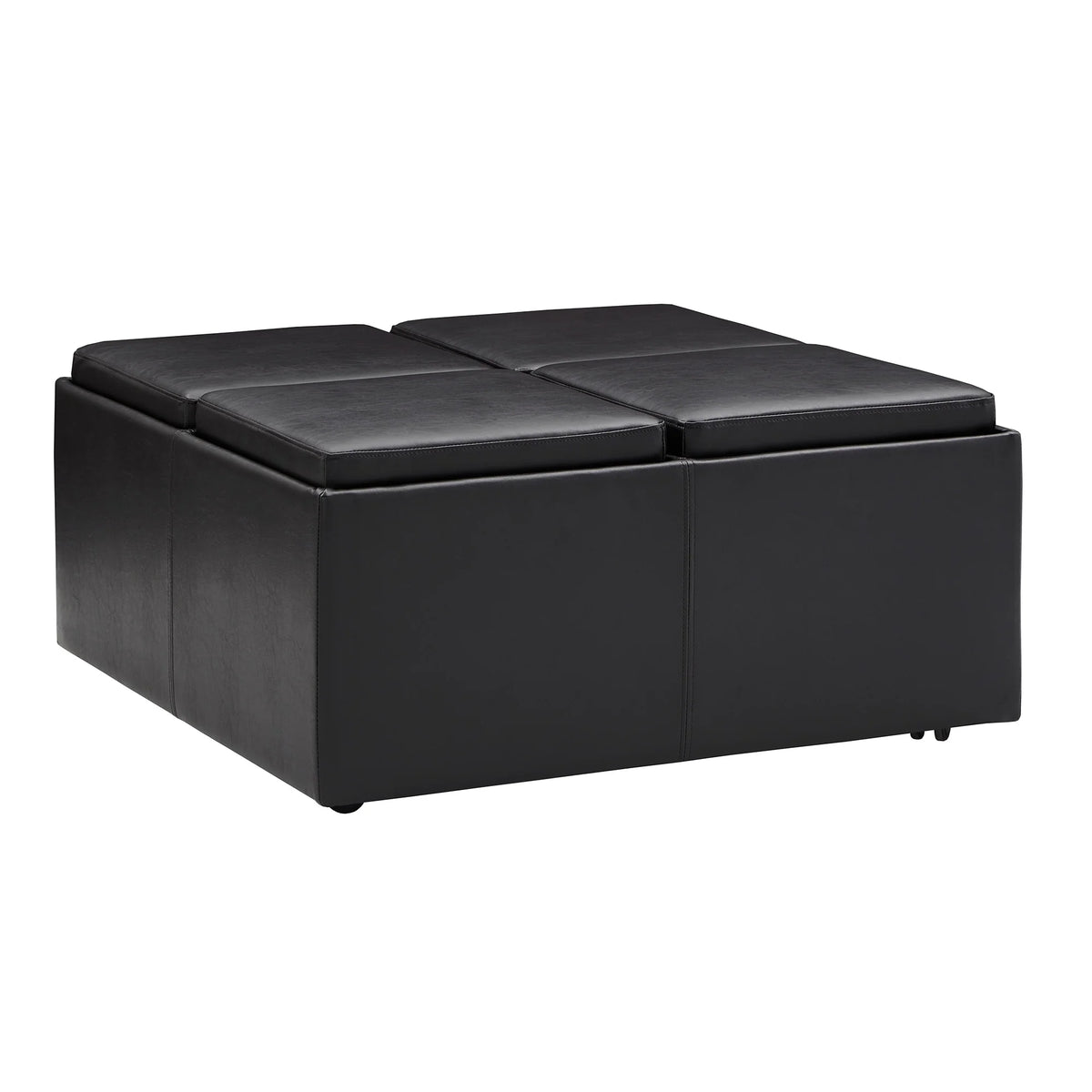 Dark Brown Faux Leather Storage Ottoman with 4 Trays P9919