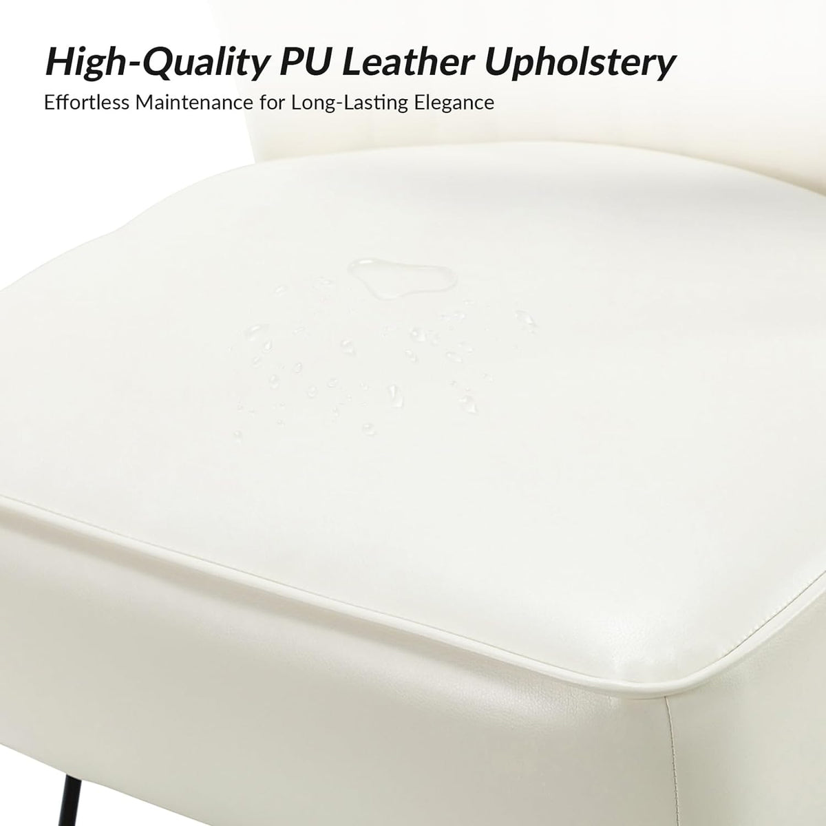 Ivory Faux Leather Accent Chairs Set Of 2 With Metal Base W6565