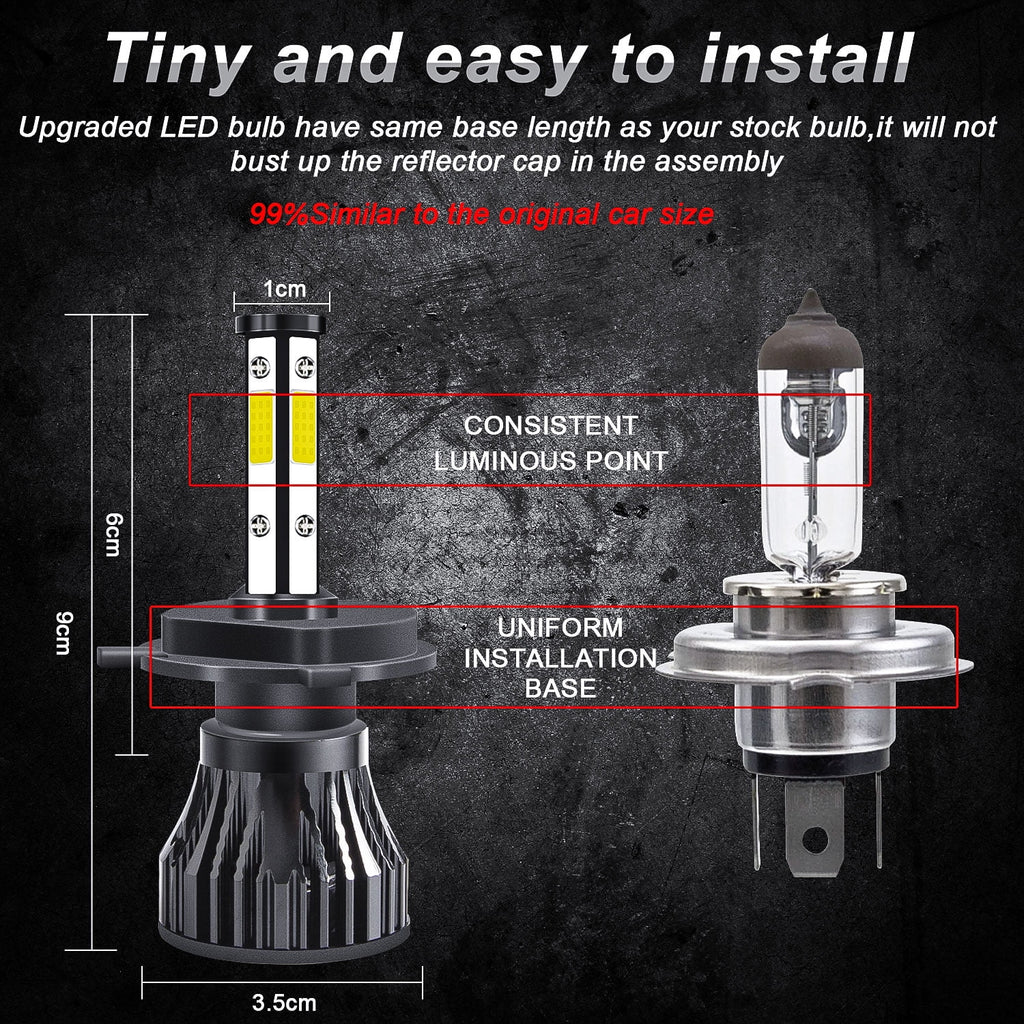 H4 High/Low Beam + H11 Fog Beam LED Headlight Bulbs 6000K Cool White U6828