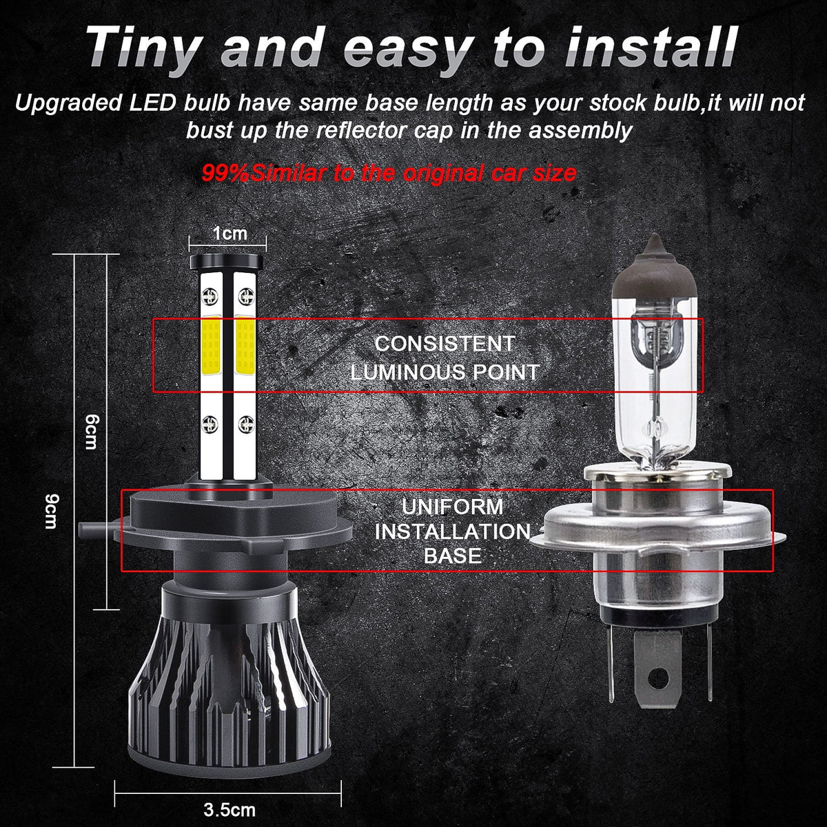 H4 High/Low Beam + H11 Fog Beam LED Headlight Bulbs 6000K Cool White U6828