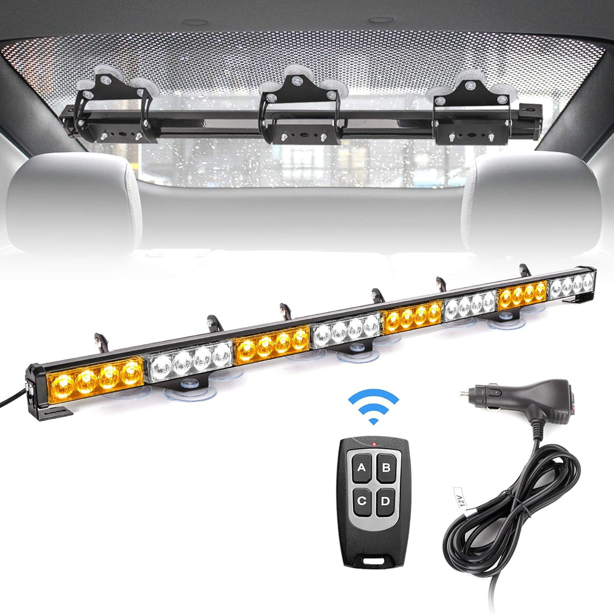 Amber White 35.5 inch 8 Panels Strobe Light Bar Pack of 2 D6077