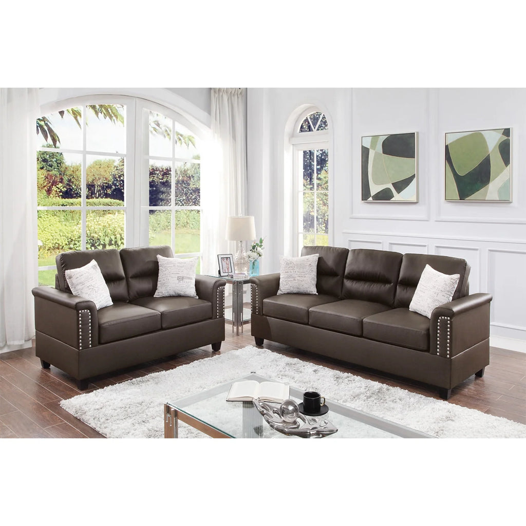 2 Piece Faux Leather Sofa and Loveseat Set Q62676