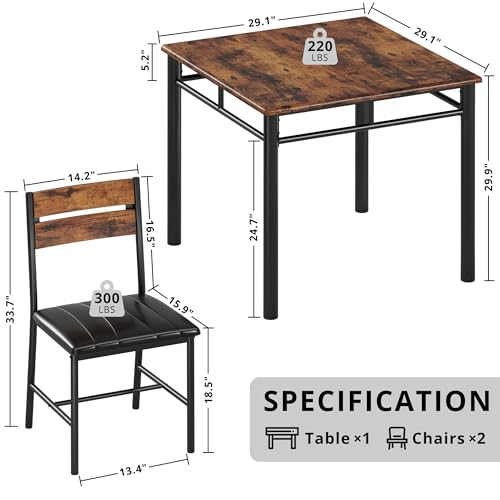 Rustic Brown Dining Table Set for 2 A95564