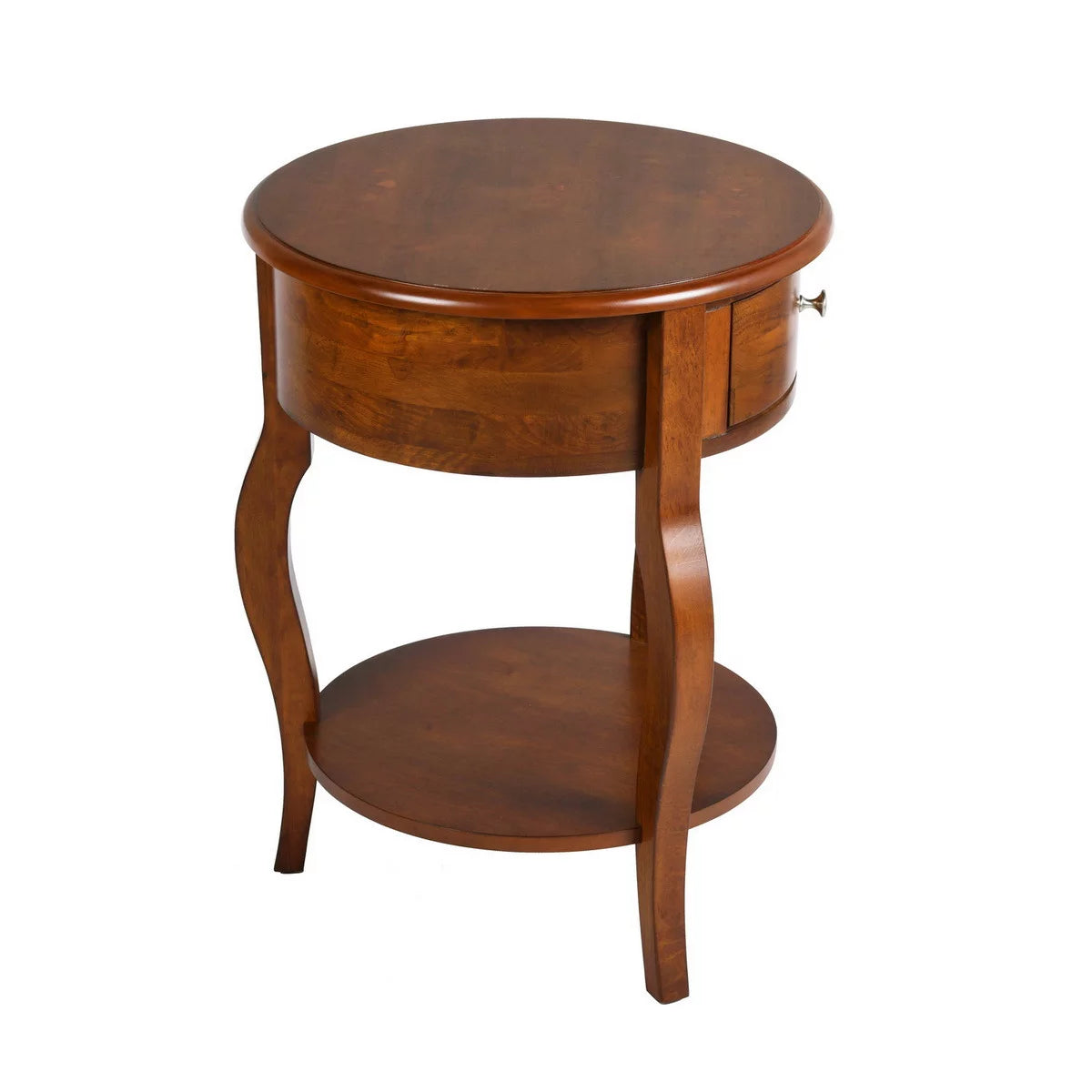 Brown Round End Table with Drawer Storage K450104
