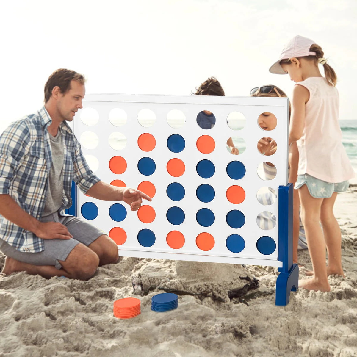 4 In A Row Game Wood Board with Carrying Bag Q7623