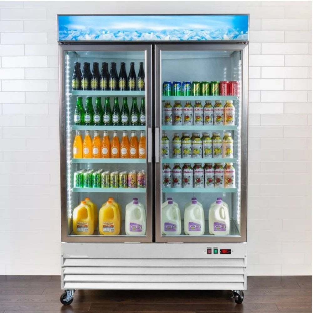 Heavy Duty 45 cu. ft. Commercial Refrigerator Merchandiser 2 Glass Door Stainless Steel U758421