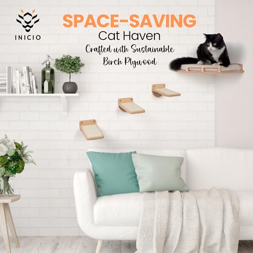 Brown 3 Step Cat Wall Shelves J50603