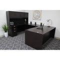 Mocha 71-Inch U-Shape Desk with File Storage Pedestal and Hutch M375108