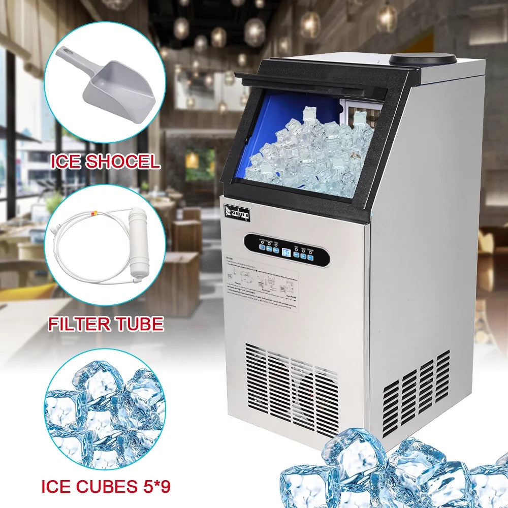 150lbs/24h Stainless Steel Freestanding Ice Maker Machine T16701