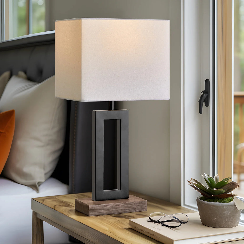 Modern Metal Table Lamp 18" Industrial Black W83248