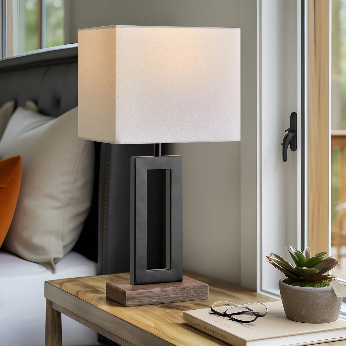 Modern Metal Table Lamp 18" Industrial Black W83248