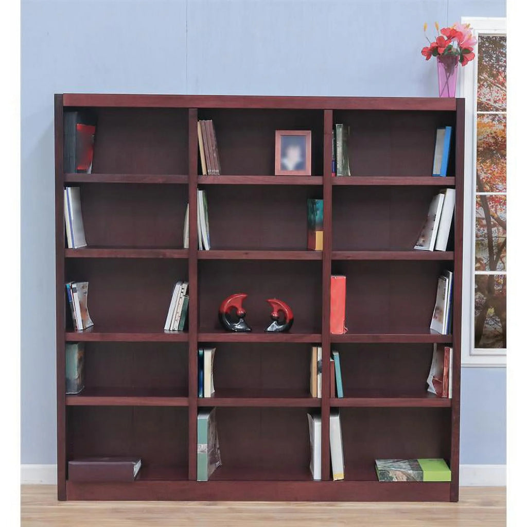 72" Tall 15-Shelf Triple Wide Wood Bookcase Set of 2 Q602