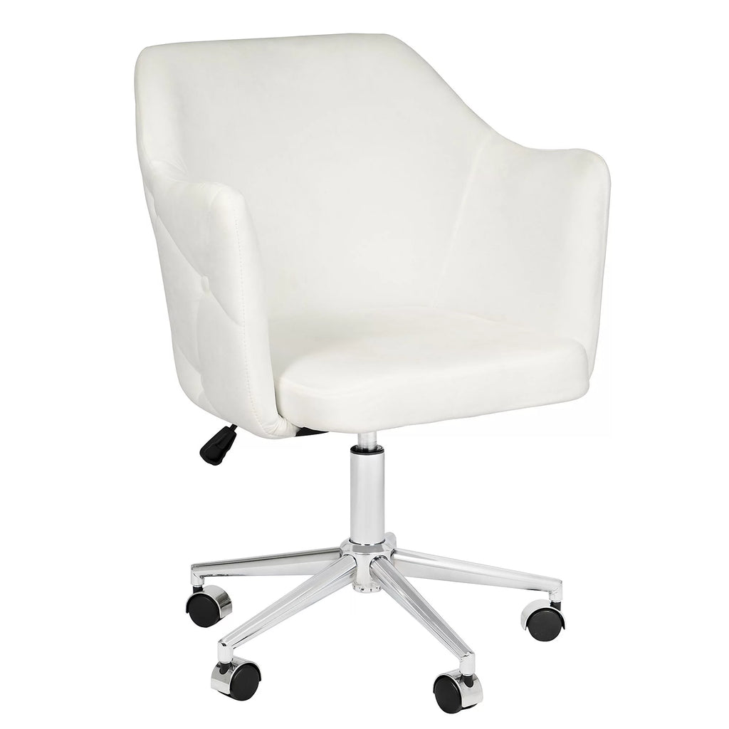 White Velvet Tufted Swivel Vanity Chair K70631